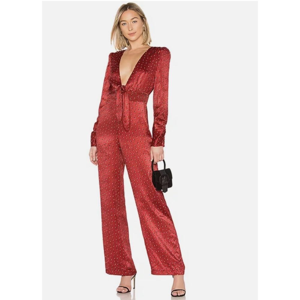 House of Harlow 1960 x Revolve sz. XS Vera Red Polka Dot Jumpsuit